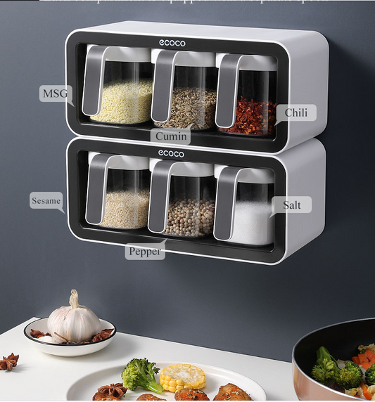 Perforated Wall-Mounted Spice Storage Box Set